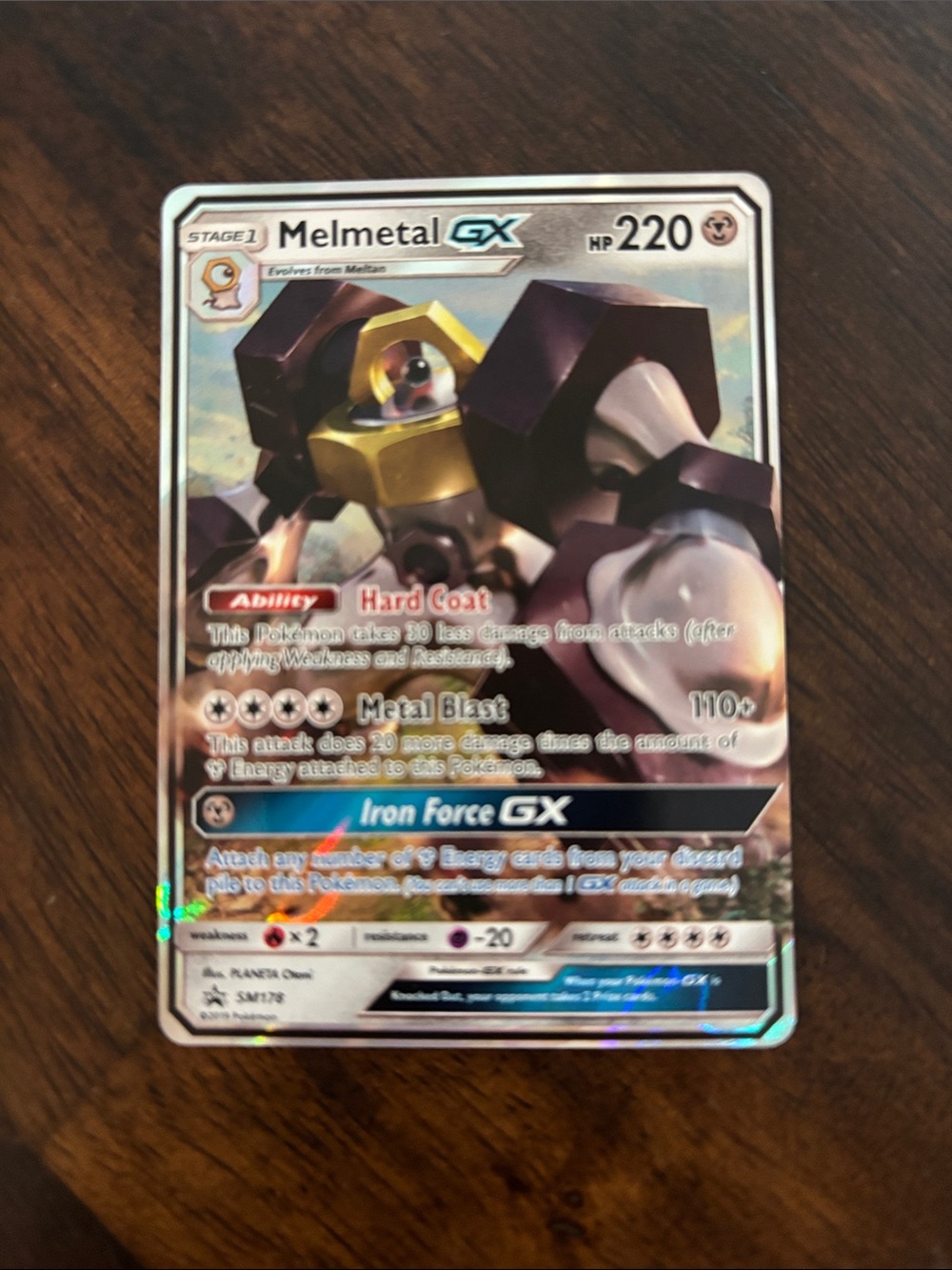 Pokemon Melmetal GX Holographic Silver Brown Card